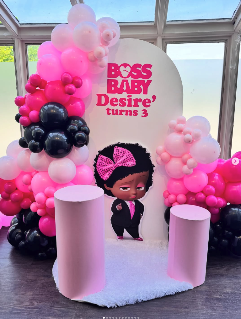 Pink Boss Baby birthday backdrop